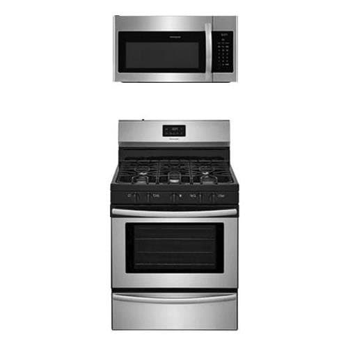 Frigidaire 2-Piece Kitchen Package with FFGF3052TS 30" Freestanding Gas Range and FFMV1645TS 30" Over the Range Microwave Oven in Stainless Steel