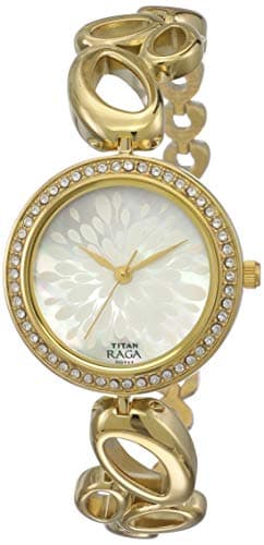 Titan Women's 2539YM01 Raga - Swarovski Mother of Pearl - Gold Metal Strap Watch