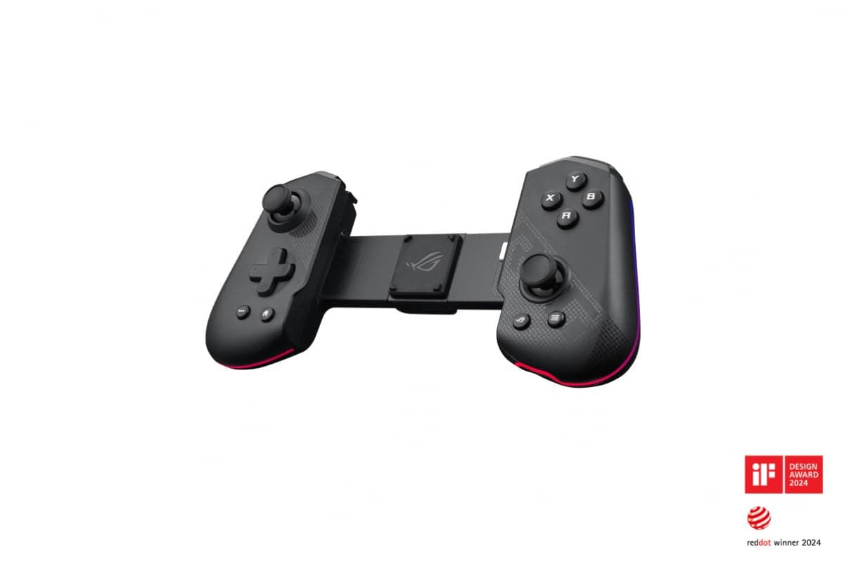 – ASUS ROG Tessen Mobile Controller, unique foldable design, programmable aluminum rear paddles, ROG Button, mechanical switches, console-grade joysticks, 18-watt passthrough charging, and RGB lighting