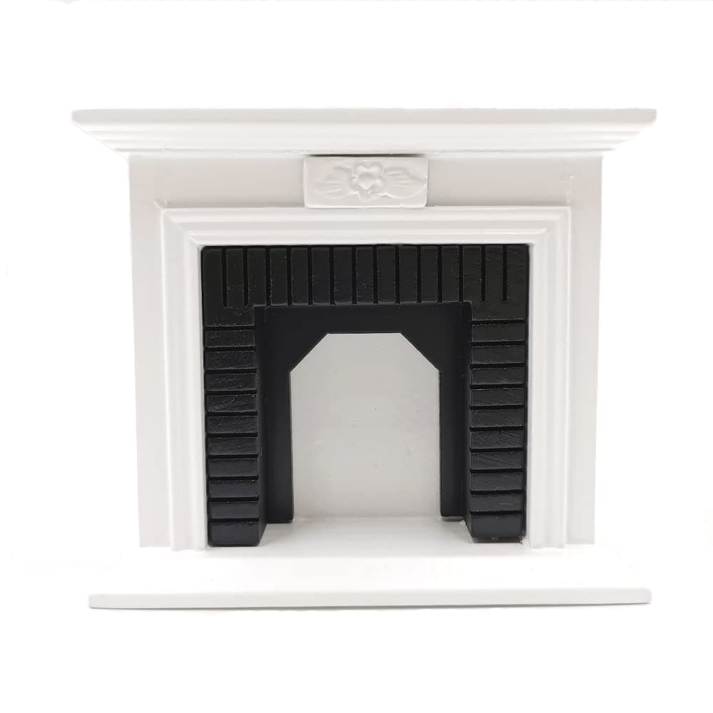 Dollhouse Decoration Accessories,1:12 Dollhouse Miniature Furniture Room Wooden Vintage Black White Fireplace