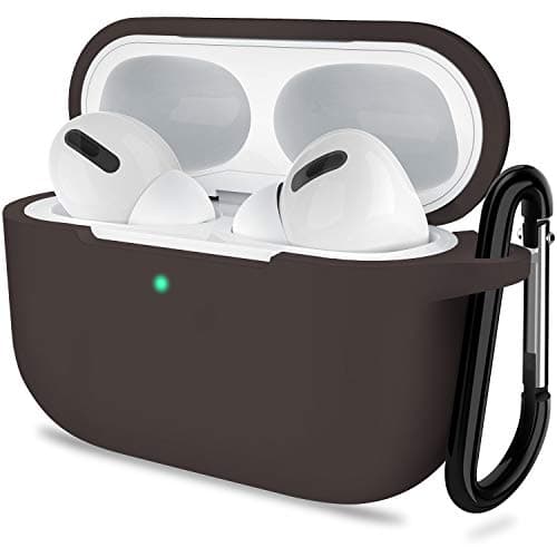ATUAT AirPods Pro 1st/2nd Generation Case Cover, Protective Silicone Skin Accessories with Keychain for Women Men for Apple AirPods Pro 2019/2022 Charging Case,Front LED Visible-Coffee Brown