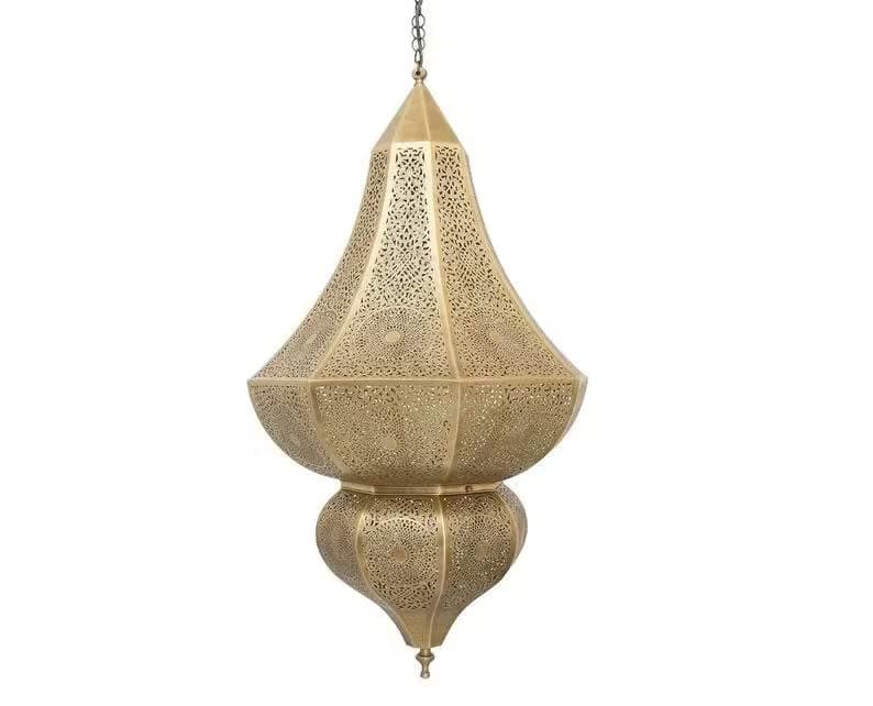 Handmade Moroccan Lantern Gold Ceiling Hanging Lamp Home Decor Chandelier Pendant Lamp, Modern Design