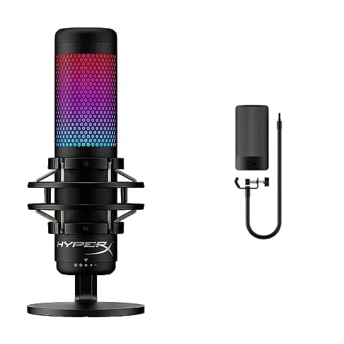 HyperX QuadCast S Standalone Microphone, Black, 4P5P7AA+HyperX Shield Microphone Pop Filter 6X256AA