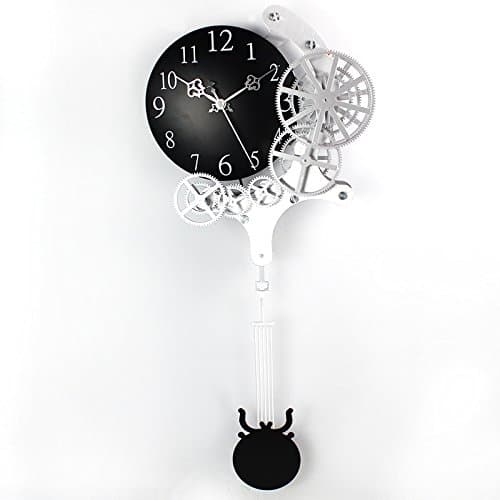Enjoyable Life 12-inch Fashionable Gear Pendulum Clock/Wall Clock, Contemporary Mechanical Design, Home Room Decor, Quartz Movement (HY-G-049)