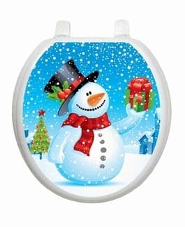 Snowman With Gift Christmas Toilet Tattoo TT-X614-R Round Winter Holiday