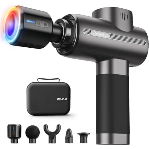 RENPHO Massage Gun with Heat and Cold Head, Muscle Massage Gun for Athletes with Carry Case, Body Massager for Neck Back, Active Heat, Valentines day gifts for Women Men