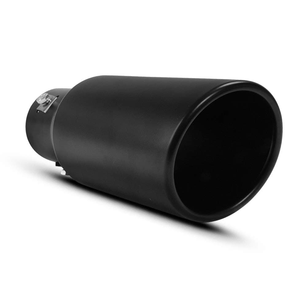 Apeixoto 1.5-2.0 Inch Adjustable Inlet Exhaust Tip 3.5 Inch Outlet 9 Inch Long Black Coated Stainless Steel Exhaust Trip with Bolt On Design