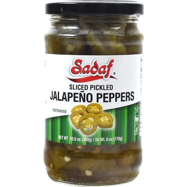 SadafPickled Jalapeno Peppers - Slice Pickled Jalapeño Peppers for Cooking and Food Flavoring - Kosher - 10.5 Oz Jar