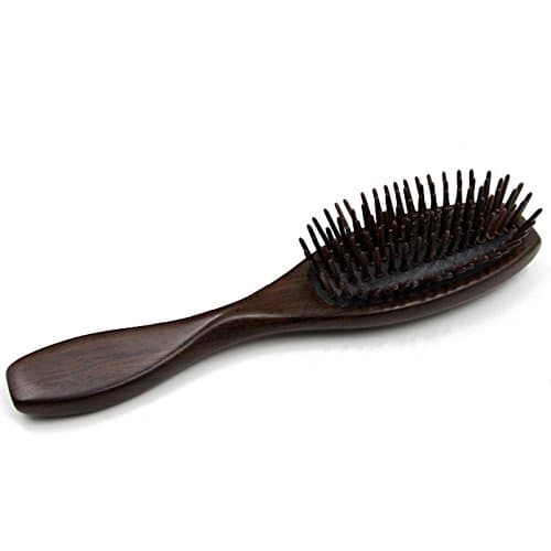 Natural Ebony Wood (Black Sandalwood) Cushion Hair Brush, Wooden Bristle Massage Hair Brush