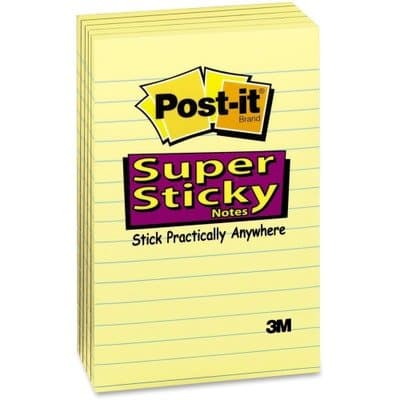 (3 Pack Value Bundle) MMM6605SSCY Super Sticky Notes, 4 x 6, Lined, Canary Yellow, 5 90-Sheet Pads/Pack