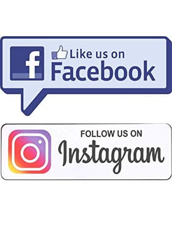 2 PCS Facebook and Instagram Stickers – 9 Inch Follow Us on Social Media Vinyl Decals for Business Window, Shop Door, Car, Laptop – Waterproof & UV Resistant
