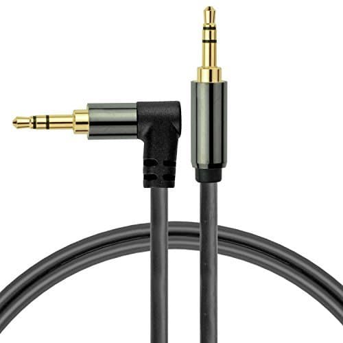Mediabridge™ 3.5mm Male to Male Right Angle Stereo Audio Cable (8 Feet) - 90° Connector for Flush Connections - Step Down Design for Smartphone, Tablet & MP3 Cases - (Part# MPC-35RA-8)