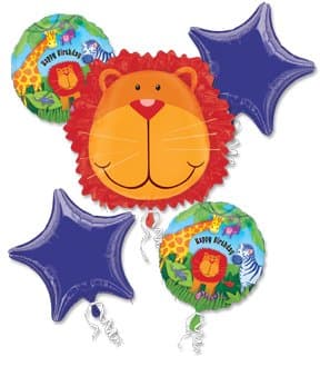 LION Jungle Zoo Animal Roar Birthday PARTY (5) Piece Mylar BALLOONS Kit Set