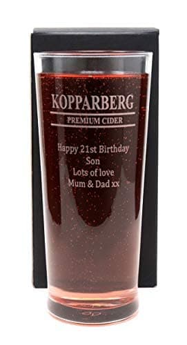 RegaloPersonalised Engraved Pint Glass - Kopparberg Cider Design (Cardboard Gift Box)