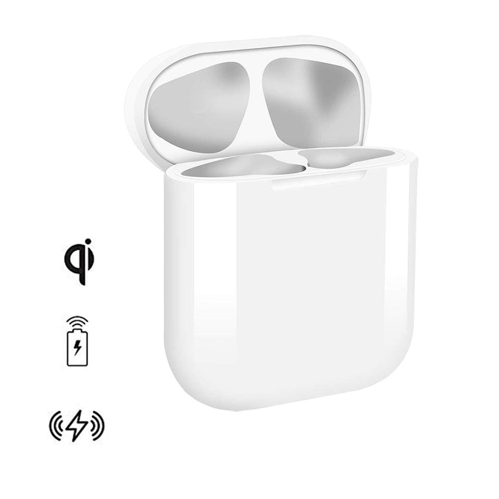 Lenture Qi Wireless Charging Case Replacement Compatible with Airpods(Charger Case Only, No Bluetooth Pairing),Built in 450mAh Battery,Supply 5 Times Full Charged, White