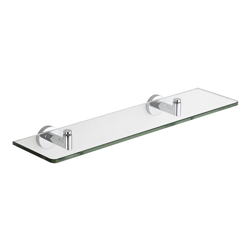 Milano Mirage Modern Wall Mounted Bathroom Glass Shelf Chrome Brackets - 500mm
