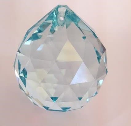 40mm Chandelier Crystal Antique Green (Light Aqua) Ball Faceted Prism Feng Shui