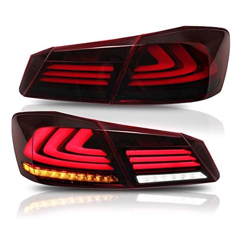 MICROPOWER Led Tail Lights for 2013-2015 Honda Accord 4 Door Sedan Rear Tail Lamps Assembly with Sequential Turn Signals,Reverse Lights, Running Lights,Brake Lights(Driver and Passenger Side)