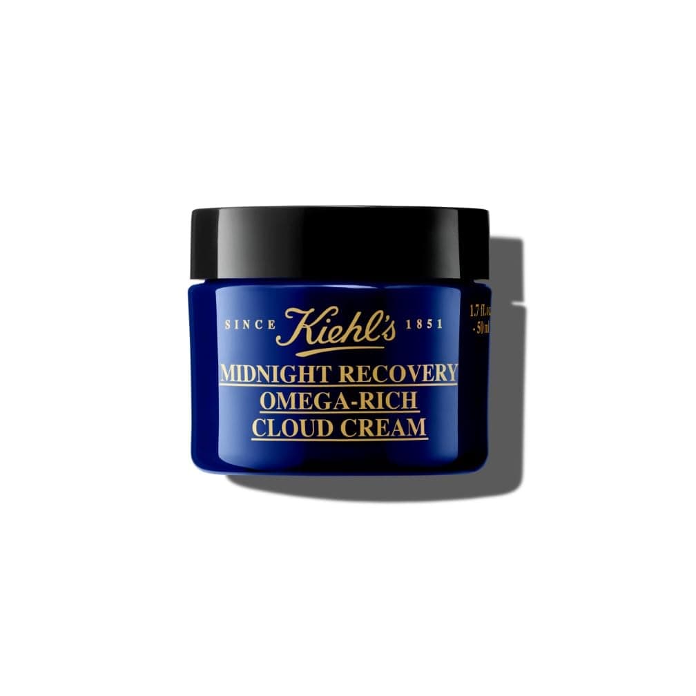 Kiehl's Midnight Recovery Omega Rich Botanical Night Cream, Overnight Renewing Face Moisturiser, Plumps & Replenishes Skin Barrier, with Omega Oils & Fatty Acids, Lavender Scent, 50Ml