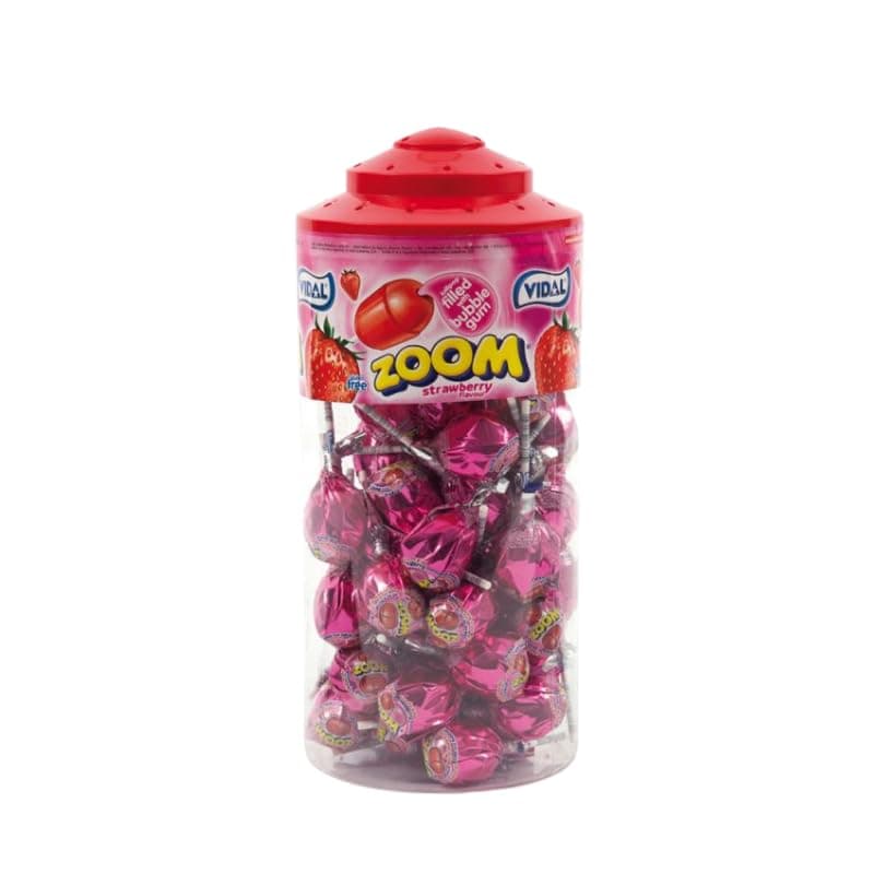 Vidal Mega Strawberry Zoom Lollipops (tub of 50)
