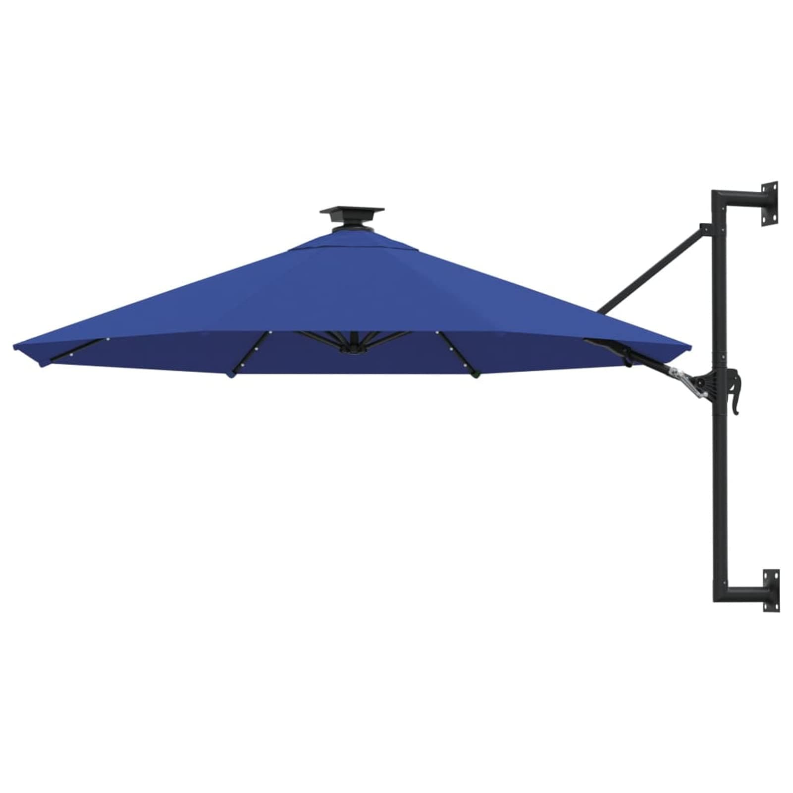 Tidyard Cantilever Parasol Wall-Mounted Parasol Garden Umbrella with Metal Pole and LEDs Sun Shade Shelter 300 cm Blue