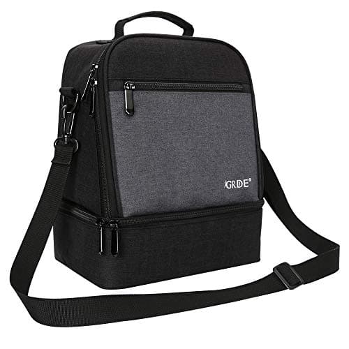 Insulated Lunch Box, EGRD Lunch Bag with Double Sections Waterproof Cool Bag Reusable Lunchbox for women/Picnic/Boating/Beach/Fishing/Work & 3 Pockets