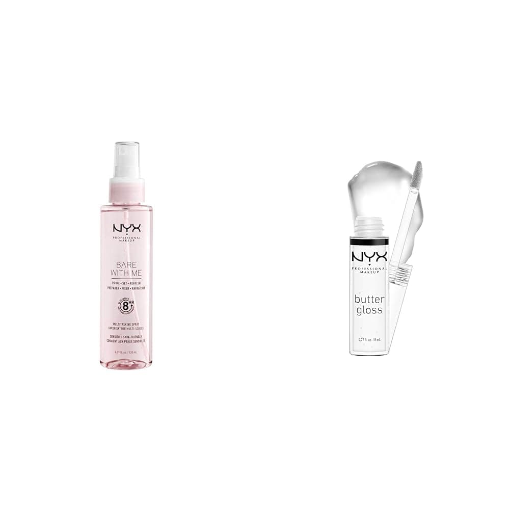 Bare With Me Multitasking Primer & Setting Spray & Butter Gloss, Non-Sticky Lip Gloss - Sugar Glass (Clear)