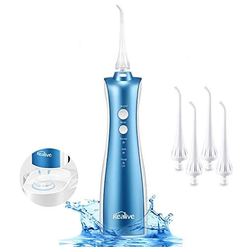 Water Flosser Professional Cordless Dental Oral Irrigator, Portable and Rechargeable IPX7 Waterproof 3 Modes & 4 Tips Water Flossing with Cleanable Water Tank for Home and Travel, Braces & Bridges Car