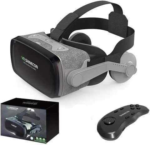 HD Virtual Reality Headset w/Controller/Gamepad,VR Headsets for iPhone/Android (Smart Glasses, Grey)