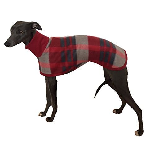 Tartan Soft Fleece Coat Jumper with Velcro Fastening Underneath 5 Sizes Italian Greyhound, Whippet, Lurcher, Greyhound, Sighthound (Large)