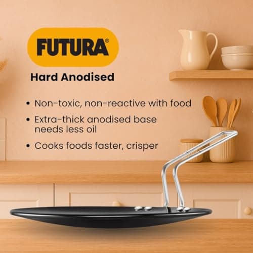 HAWKINS-Futura Hard Anodized Concave Griddle Tava, 11-Inch Diameter