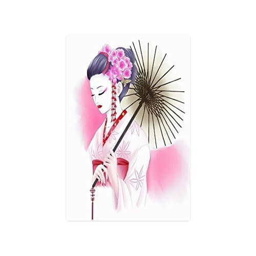 Japanese Geisha Girl Custom Collage Poster Paper Print Wall Art Living Room Home Office Decor 16" x 24"