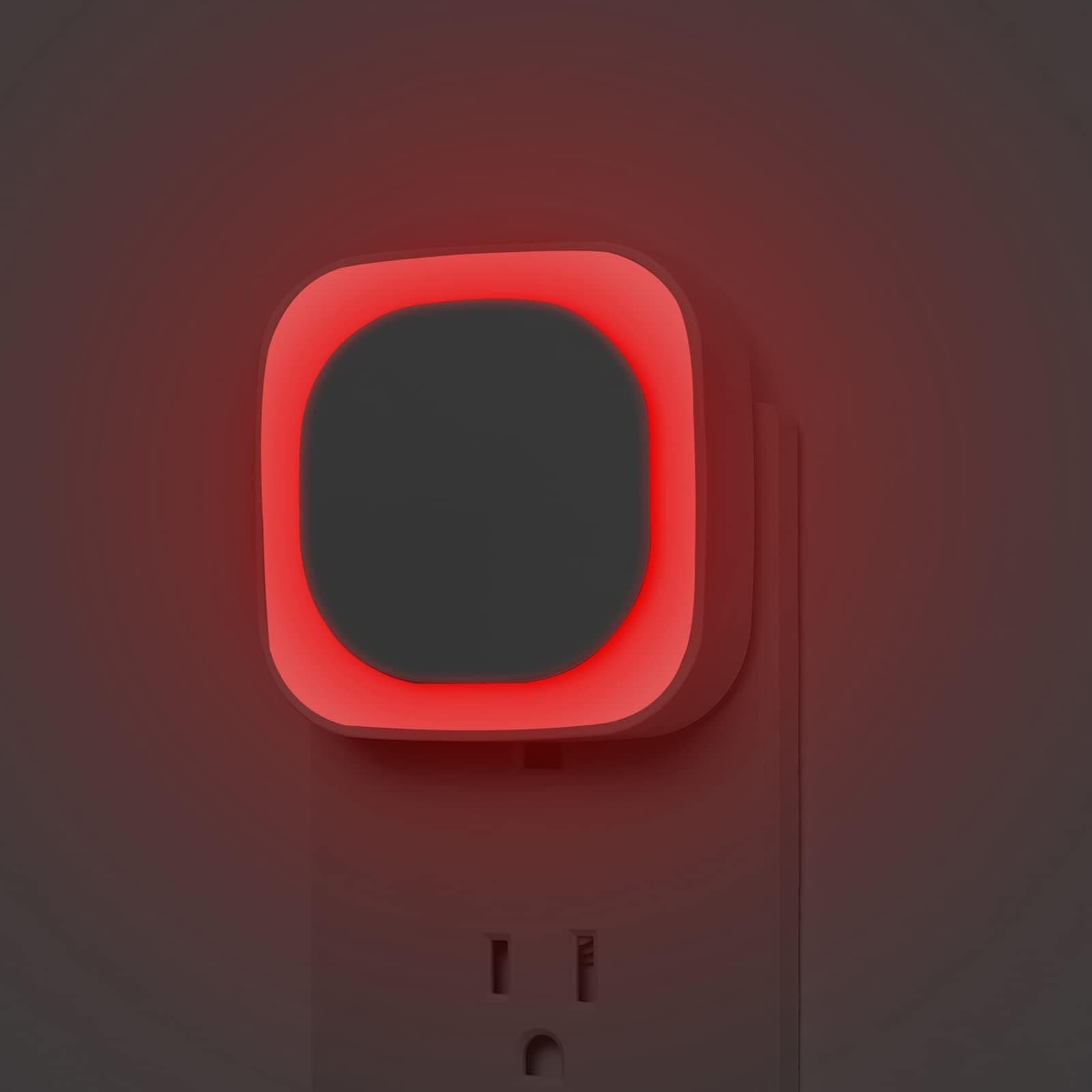 YUNLEX 2 Pack Plug in Dimmable Red Night Light, Auto Dusk to Dawn Sensor, LED Night Light, Soft Glow, Diffused Light, Square Nightlight for Kids, Bathroom, Hallway, Bedroom, Kitchen, as Gifts