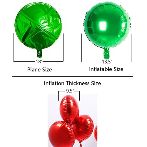 18" Green Round Shaped Foil Balloons Mylar Helium Balloons for Birthday Party Wedding Baby Shower Decorations, Pack of 20