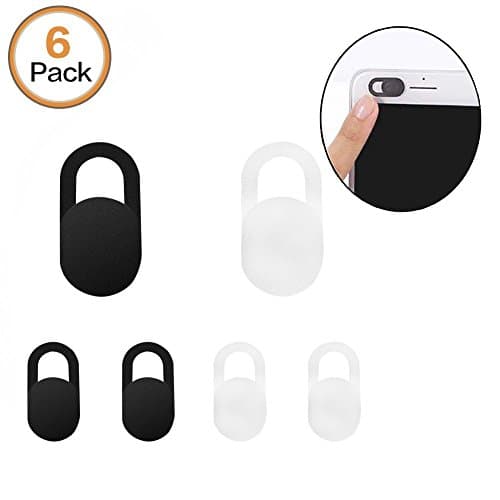 Webcam Cover Slider, Laptop Camera Cover 0.03in Ultra-Thin fits Laptop, PC, MacBook, Computer, iPad, Smart Phone Strong Adhensive, Protecting Privacy Securtiy (3black+3white)
