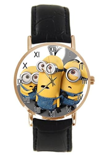 Minions Movie Custom 100% NEW genuine leather Band fashion adult's Sport wrist watch