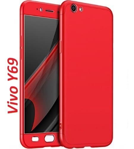 ANVIKA VIVO Y69 - 360 Degree Ipaky-Full Body Protection (Front+ Back + Temper Glass) Case Cover - Red