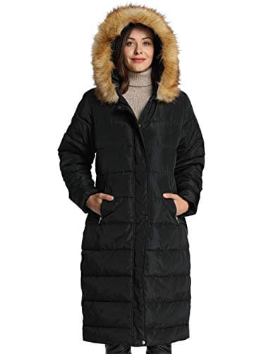 Women's Winter Long Puffer Coats Maxi Warm Coat with Fur Trimmed Hood