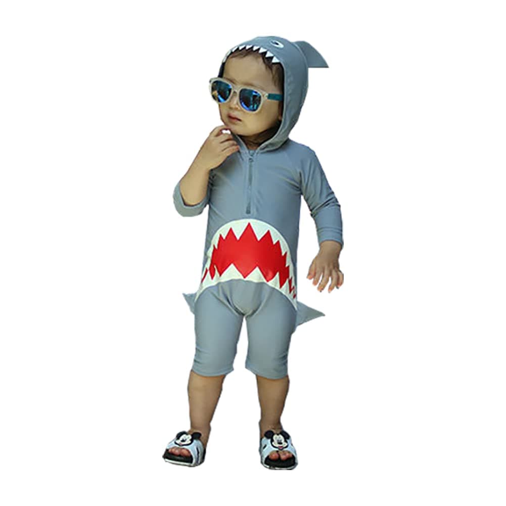 NautySaurs Girls Swimming Costume Boys Shark Kids Swimwear Zip One Piece Swimsuit for Babies