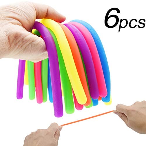 ENTHUR Stretchy String Fidget Sensory Toys Build Resistance Squeeze Pull - Good for Kids with ADD, ADHD or Autism, and Adults to Strengthen Arms 6 Pack (BPA/Phthalate/Latex-Free)