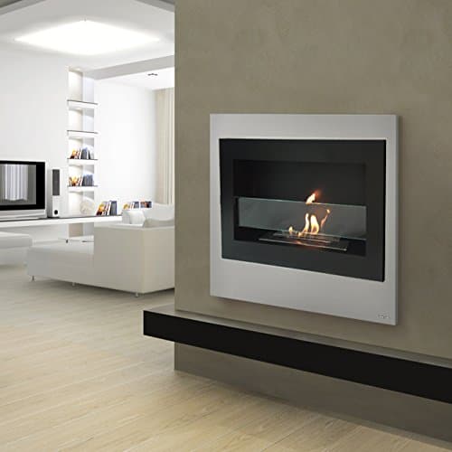 Richmond Luxury Matte Black Metal Wall Mount Ventless Bio Ethanol Fireplace with Burner Insert