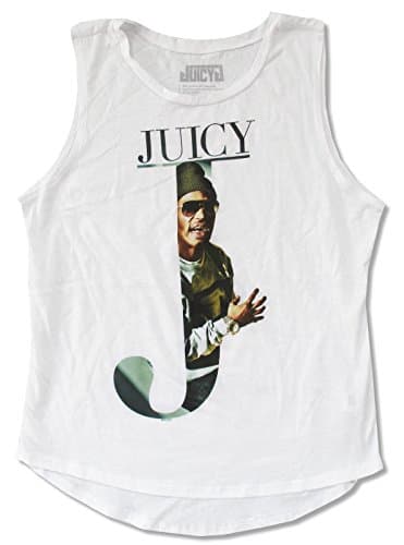 Juicy J Juniors Photo Letter White Tank Top Shirt (Large)