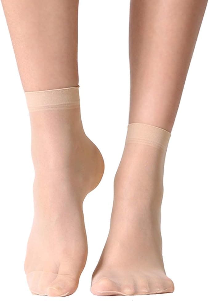 Ultra-Thin Summer Skinny Transparent Nylon Socks for Women/Girl's | Ankle Length Socks/Stockings | Color Black & Beige | Free Size | Pack of 5 Pairs & 10 Pairs