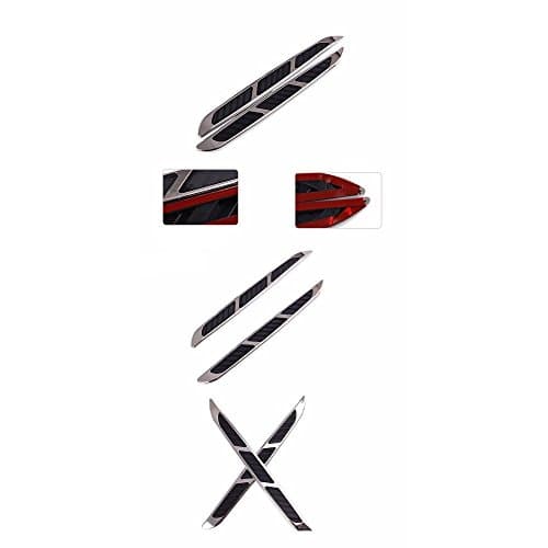 Eddofit 3D Sticker Car Hood Side Simulation Shark Gill Air Flow Vent Decals With Plating ABS Plastic Material 2Pcs/Set
