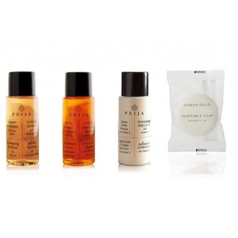 Prija Hotel Toiletries welcome pack 400 units shampoo, shower gel, body lotion and soap