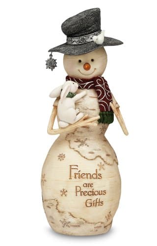 BirchHeart Snowman Holding Bunny, 9-Inch