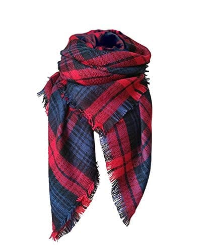 Women's Tassels Soft Plaid Tartan Scarf Winter Large Blanket Wrap Shawl