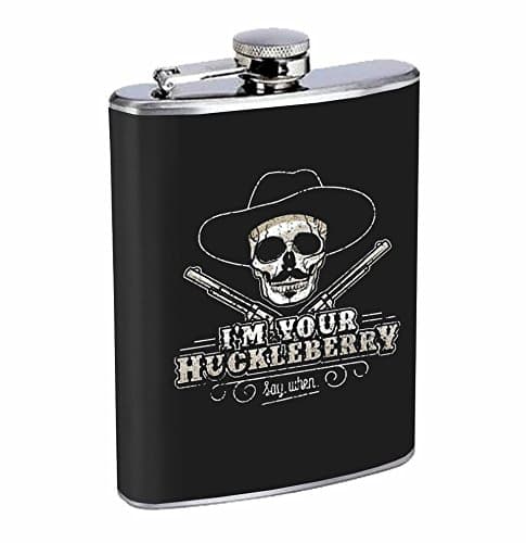Huckleberry Hip Flask Stainless Steel 8 Oz Silver Drinking Whiskey Spirits R1