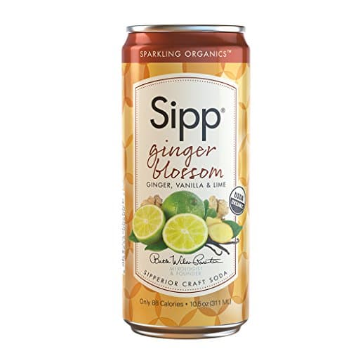 Sipp Sparkling Organics Soda, Ginger Blossom, 10.5 Fluid Ounce (Pack of 12)