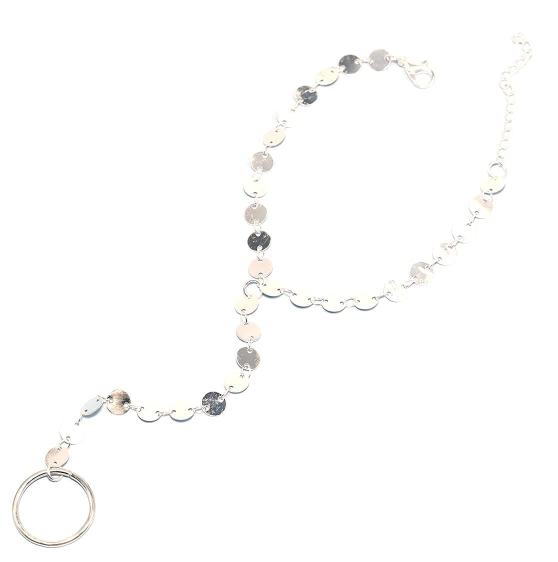 LarancieBoho Sequin Bracelet Finger Chain Simple Sequin Chain Hand Chain Dainty Slave Bracelet Boho Beach Bracelet for Women and Girls